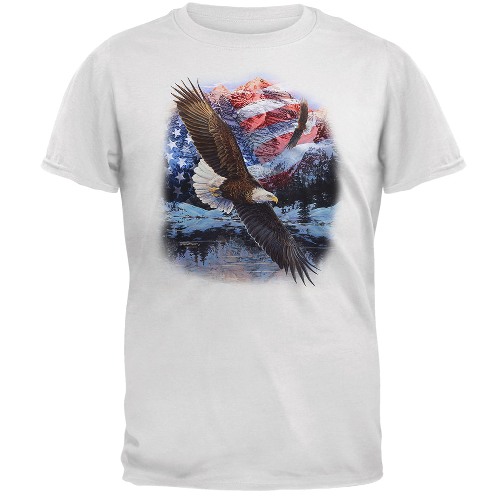 4th of July American Flag Bald Eagle Mens T Shirt Men's T-Shirts Old Glory 2XL White 