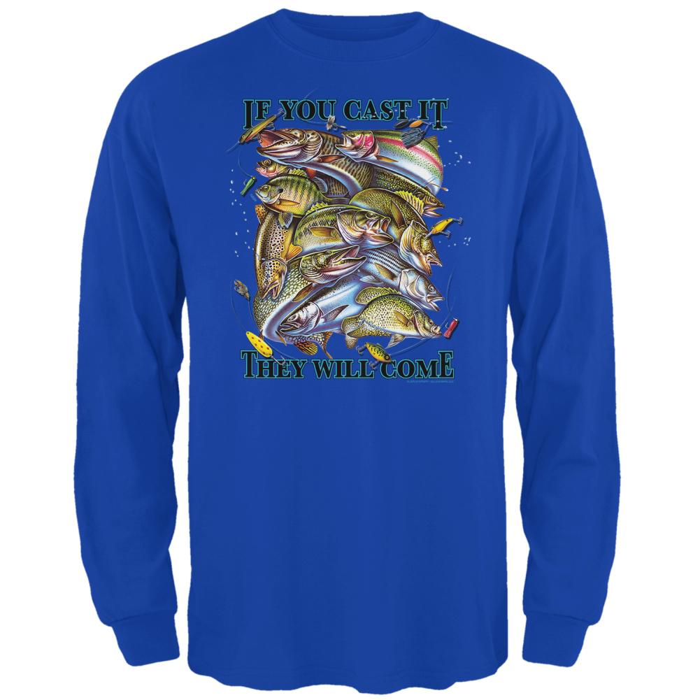 If You Cast It Fishing Mens Long Sleeve T Shirt Men's Long Sleeves Old Glory 2XL Royal 