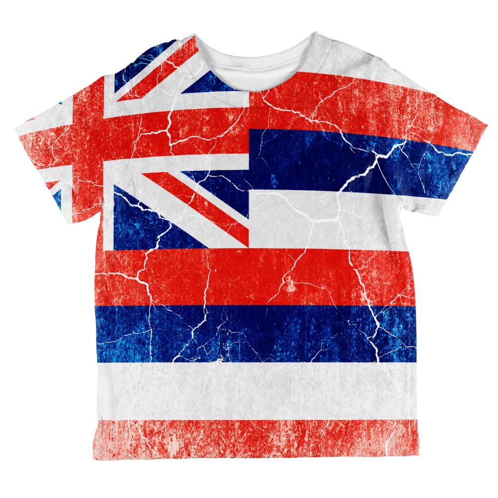 Hawaii Vintage Distressed State Flag All Over Toddler T Shirt Toddler T-Shirts Old Glory 2T Multi 