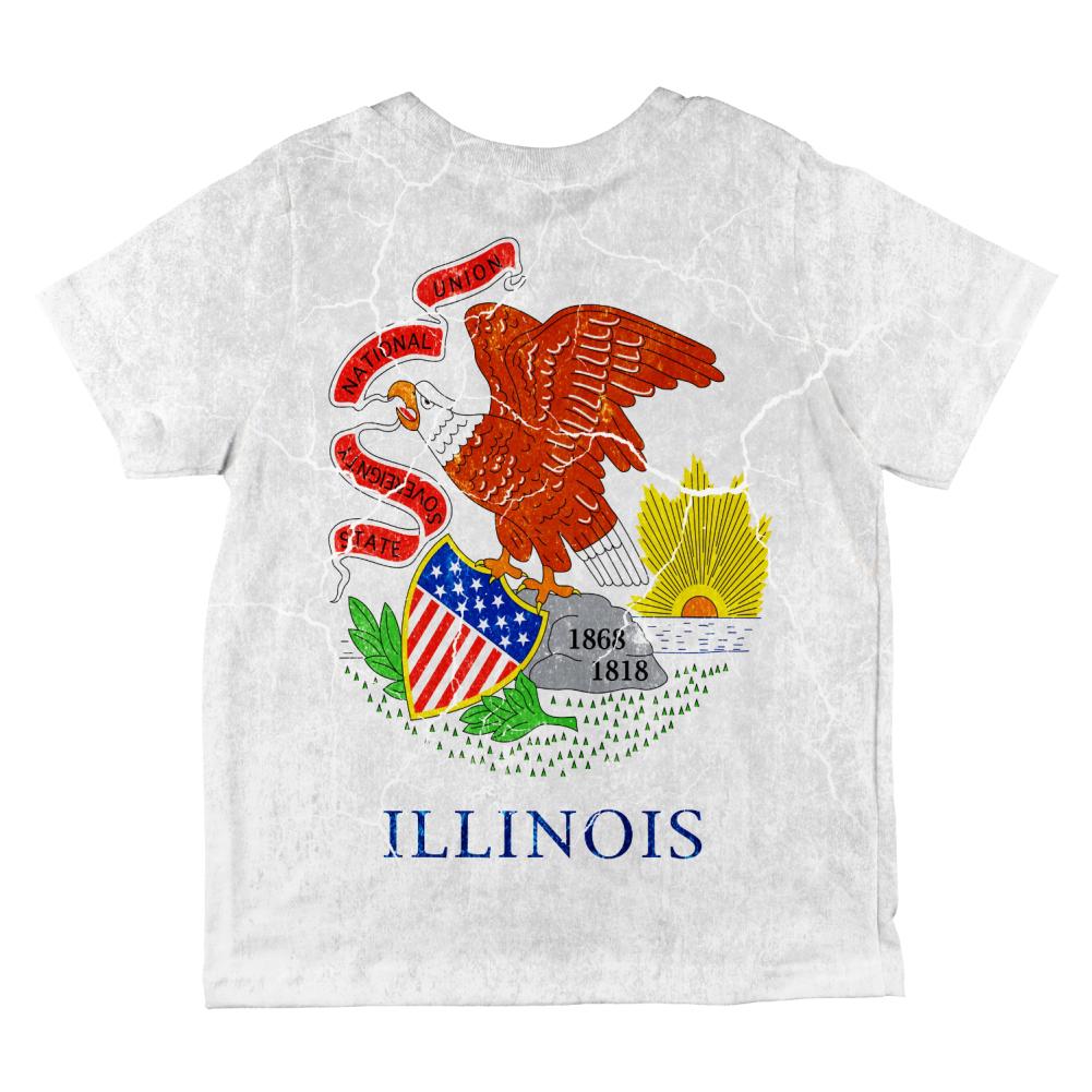 Illinois Vintage Distressed State Flag All Over Toddler T Shirt Toddler T-Shirts Old Glory   