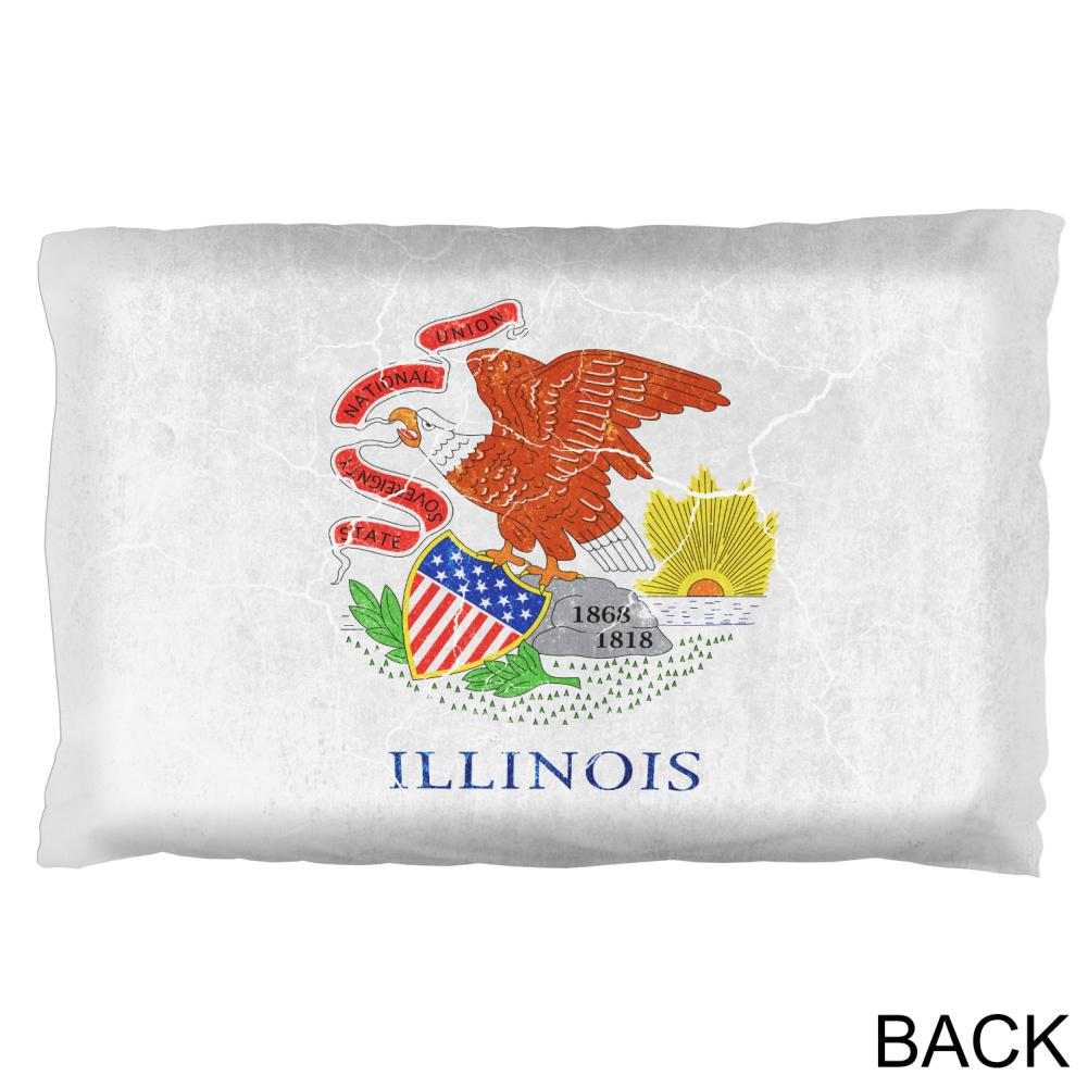 Illinois Vintage Distressed State Flag Pillow Case Pillowcases Old Glory   