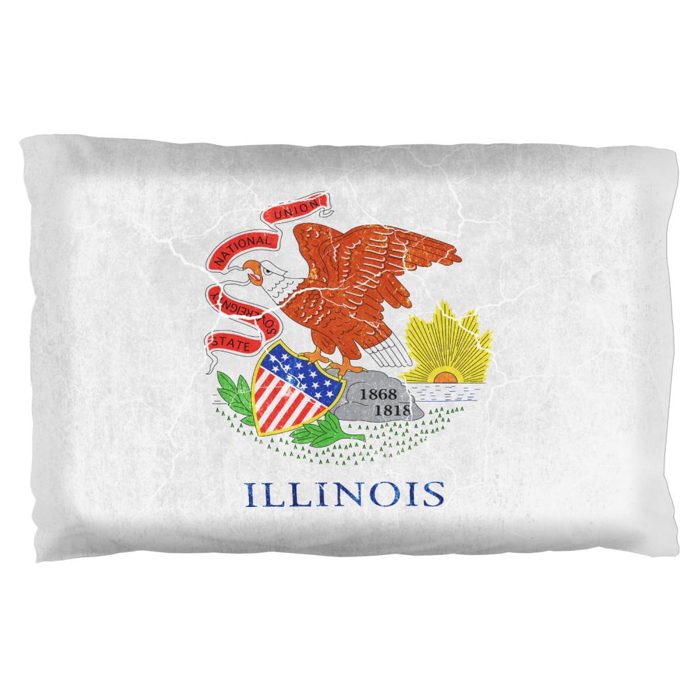 Illinois Vintage Distressed State Flag Pillow Case Pillowcases Old Glory OS Multi 