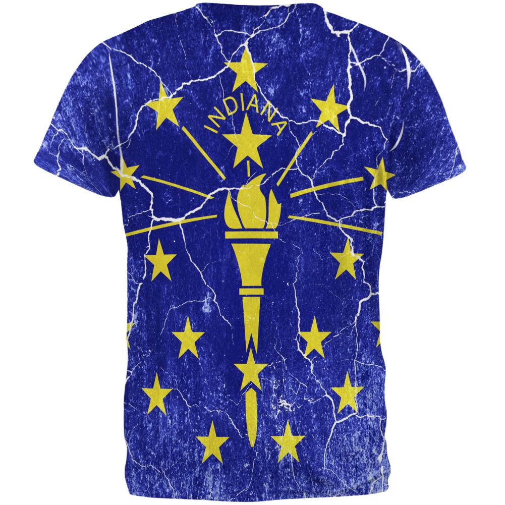 Indiana Vintage Distressed State Flag All Over Mens T Shirt Men's T-Shirts Old Glory   