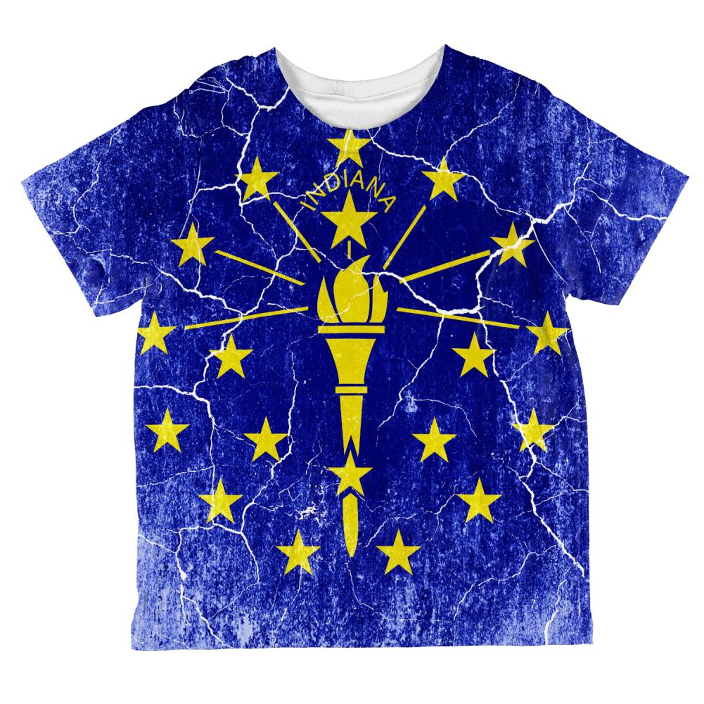 Indiana Vintage Distressed State Flag All Over Toddler T Shirt Toddler T-Shirts Old Glory 2T Multi 