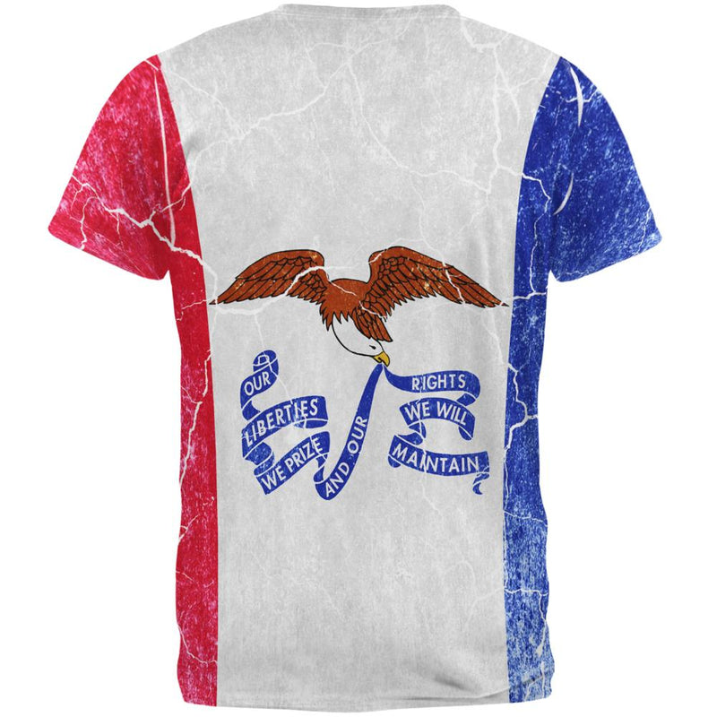 Iowa Vintage Distressed State Flag All Over Mens T Shirt Men's T-Shirts Old Glory   