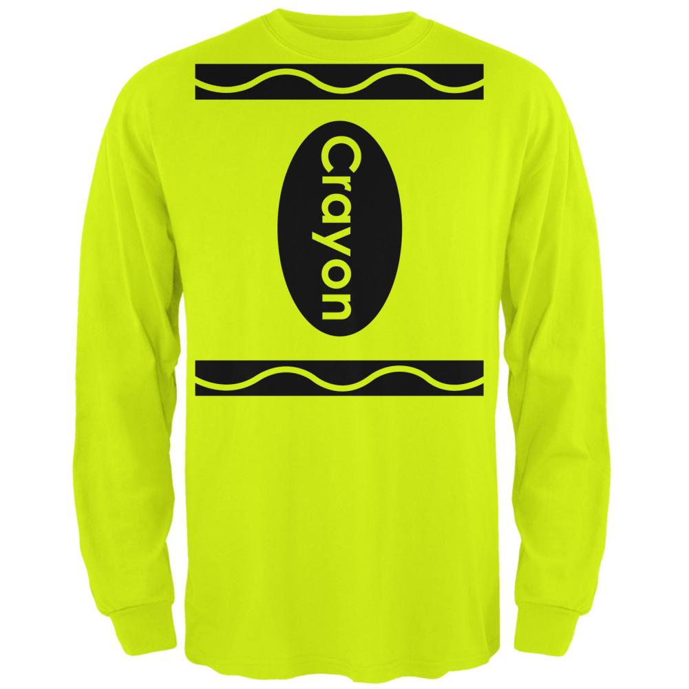 Halloween Crayon Costume Mens Long Sleeve T Shirt Men's Long Sleeves Old Glory 2XL Safety Green 