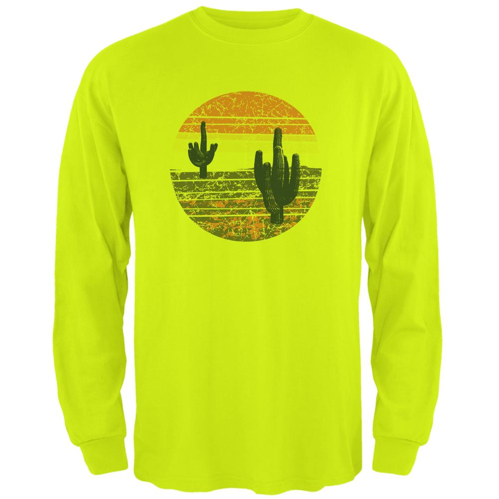 Vintage Cactus Sunset Mens Long Sleeve T Shirt Men's Long Sleeves Old Glory 2XL Safety Green 