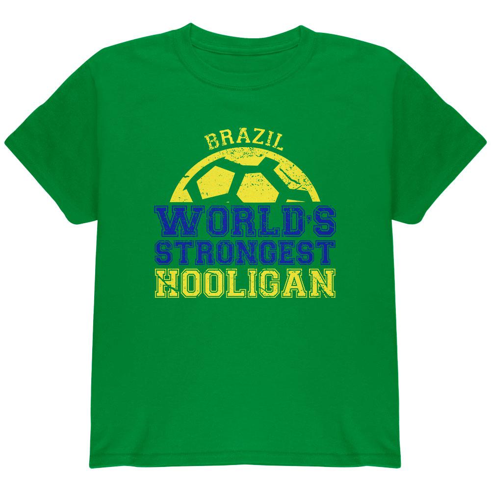 World Cup World's Strongest Hooligan Brazil Youth T Shirt Youth T-Shirts Old Glory LG Irish Green 