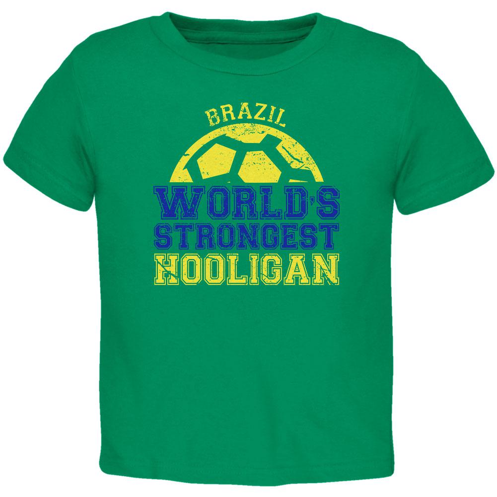 World Cup World's Strongest Hooligan Brazil Toddler T Shirt Toddler T-Shirts Old Glory 2T Kelly Green 