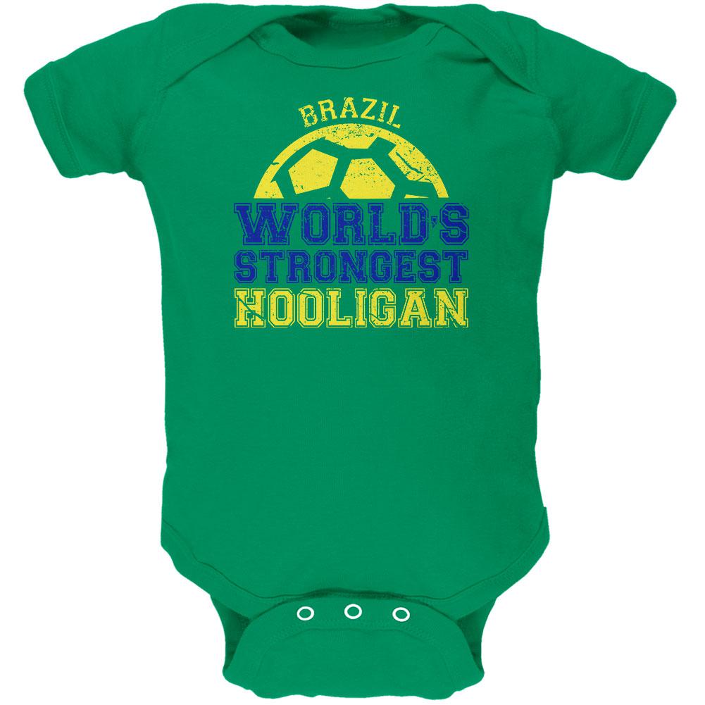 World Cup World's Strongest Hooligan Brazil Soft Baby One Piece Baby One Piece Old Glory 0-3M Kelly Green 