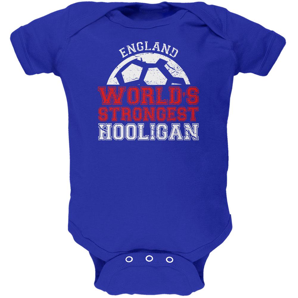 World Cup World's Strongest Hooligan England Soft Baby One Piece Baby One Piece Old Glory 0-3M Royal 