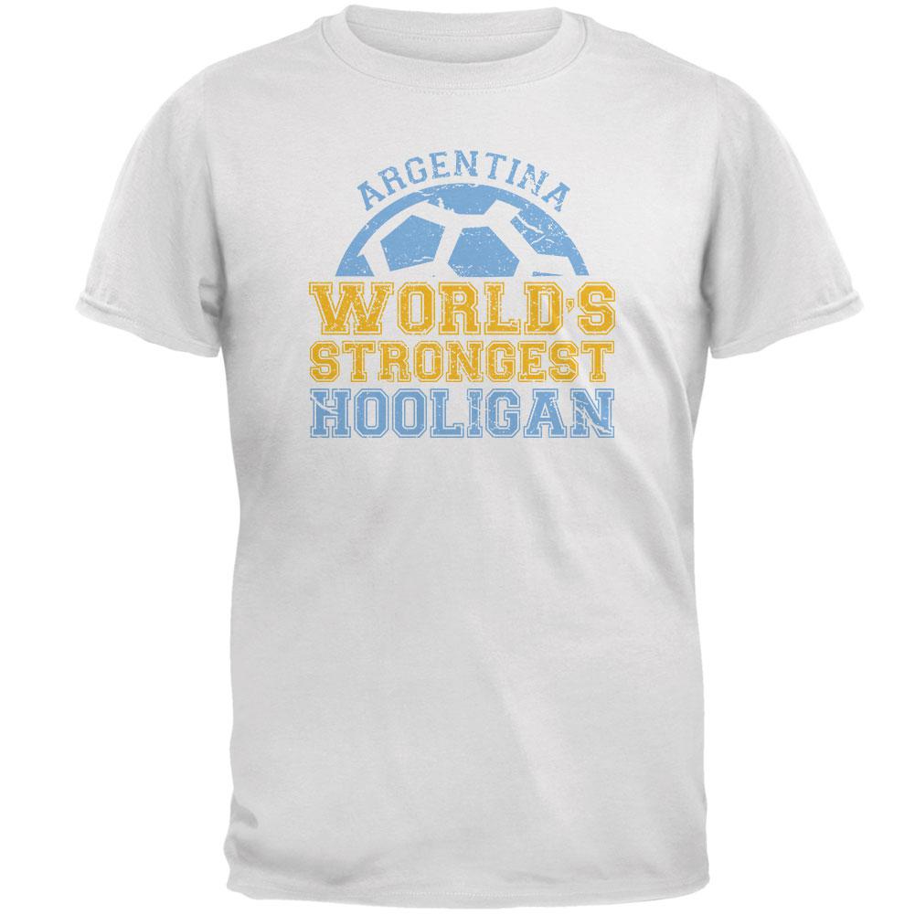 World Cup World's Strongest Hooligan Argentina Mens T Shirt Men's T-Shirts Old Glory 2XL White 