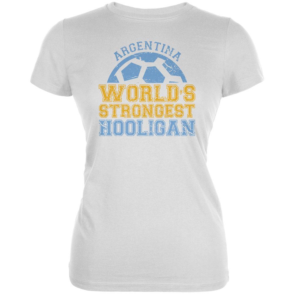 World Cup World's Strongest Hooligan Argentina Juniors Soft T Shirt Juniors T-Shirts Old Glory 2XL White 