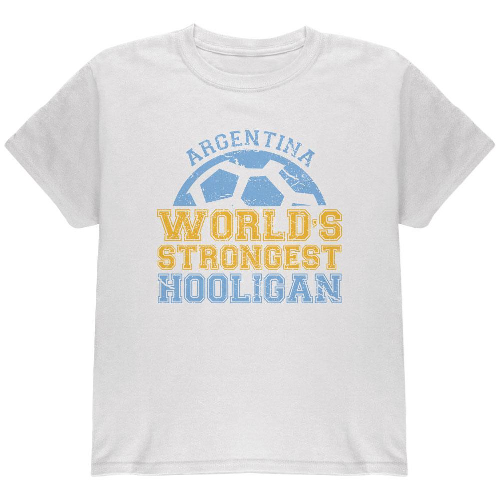 World Cup World's Strongest Hooligan Argentina Youth T Shirt Youth T-Shirts Old Glory LG White 