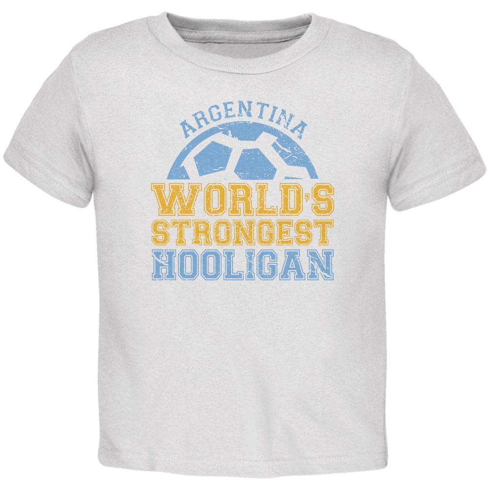 World Cup World's Strongest Hooligan Argentina Toddler T Shirt Toddler T-Shirts Old Glory 2T White 