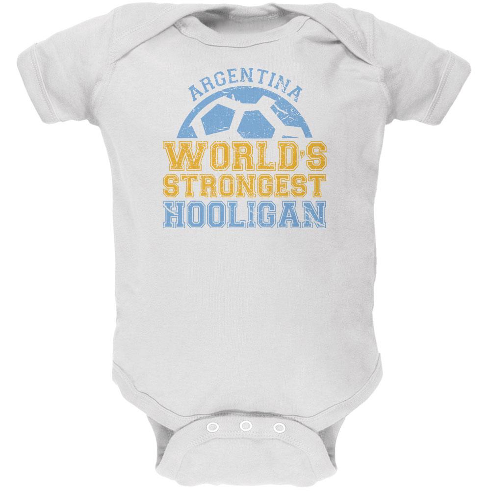 World Cup World's Strongest Hooligan Argentina Soft Baby One Piece Baby One Piece Old Glory 0-3M White 