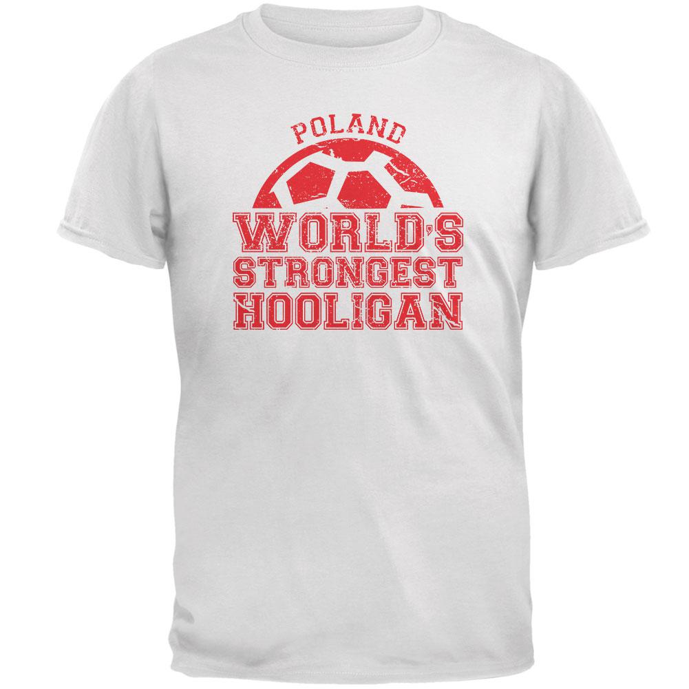 World Cup World's Strongest Hooligan Poland Mens T Shirt Men's T-Shirts Old Glory 2XL White 