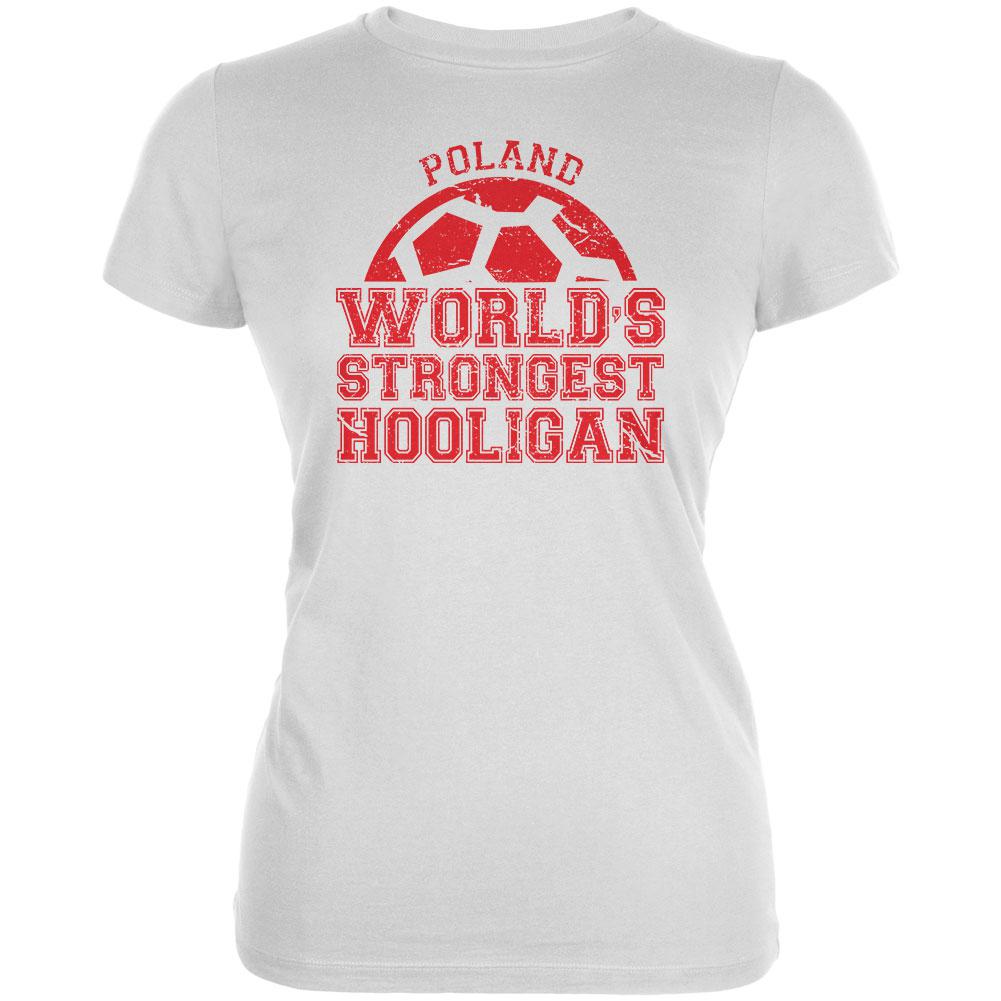 World Cup World's Strongest Hooligan Poland Juniors Soft T Shirt Juniors T-Shirts Old Glory 2XL White 