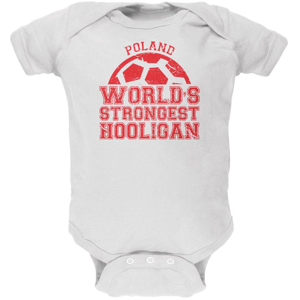 World Cup World's Strongest Hooligan Poland Soft Baby One Piece Baby One Piece Old Glory 0-3M White 