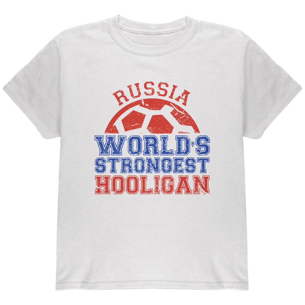 World Cup World's Strongest Hooligan Russia Youth T Shirt Youth T-Shirts Old Glory LG White 