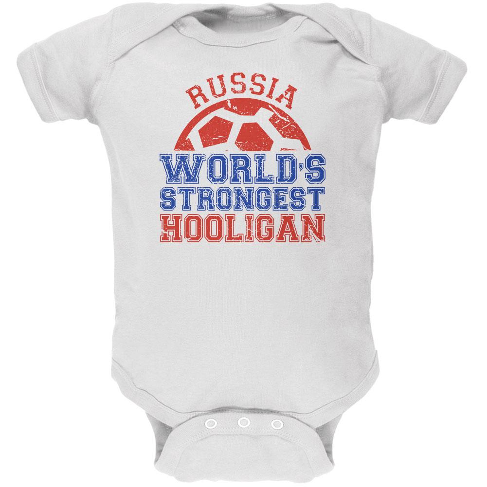 World Cup World's Strongest Hooligan Russia Soft Baby One Piece Baby One Piece Old Glory 0-3M White 