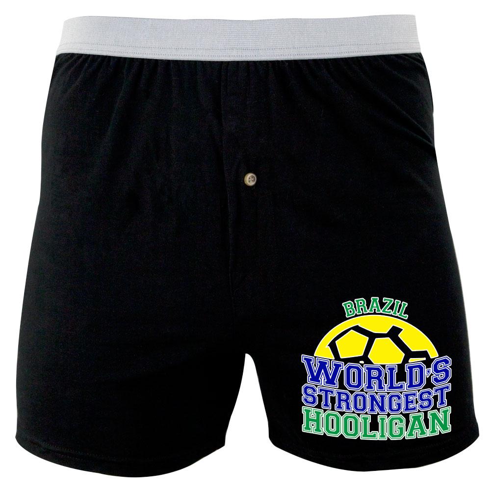 World Cup World's Strongest Hooligan Brazil Soft Knit Boxer Underwear Old Glory 2XL Black 