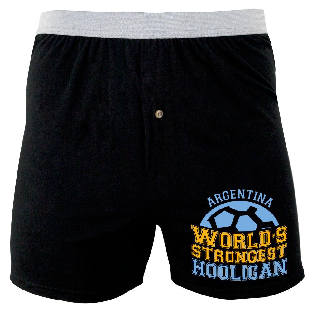 World Cup World's Strongest Hooligan Argentina Soft Knit Boxer Underwear Old Glory 2XL Black 