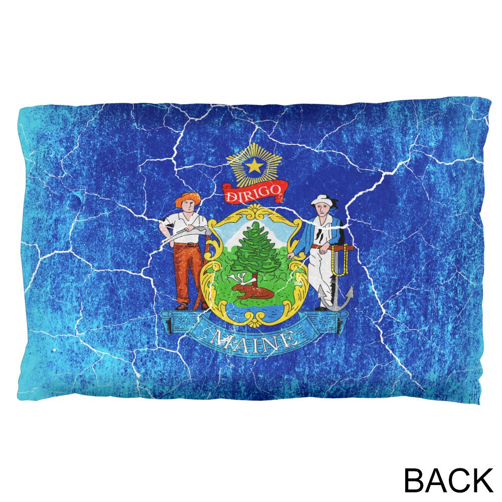 Maine Vintage Distressed State Flag Pillow Case Pillowcases Old Glory   