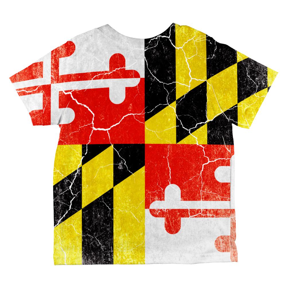 Maryland Vintage Distressed State Flag All Over Toddler T Shirt Toddler T-Shirts Old Glory   