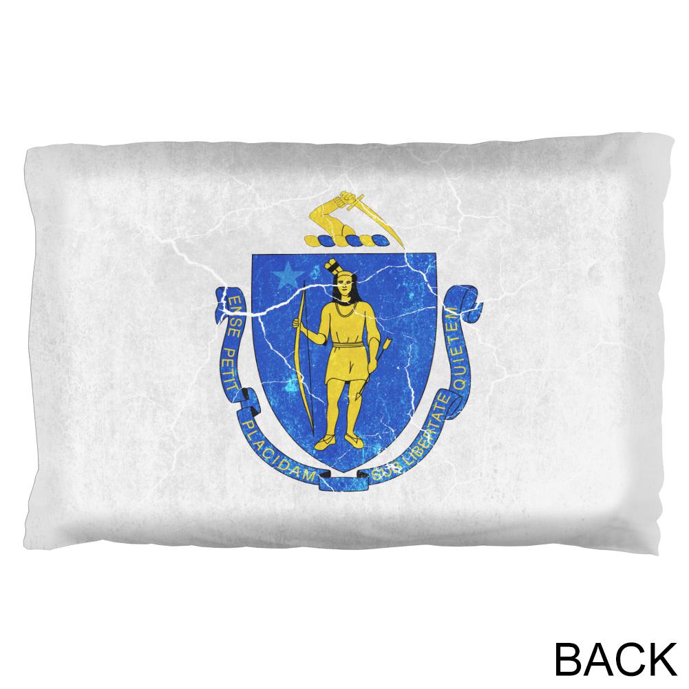 Massachusetts Vintage Distressed State Flag Pillow Case Pillowcases Old Glory   