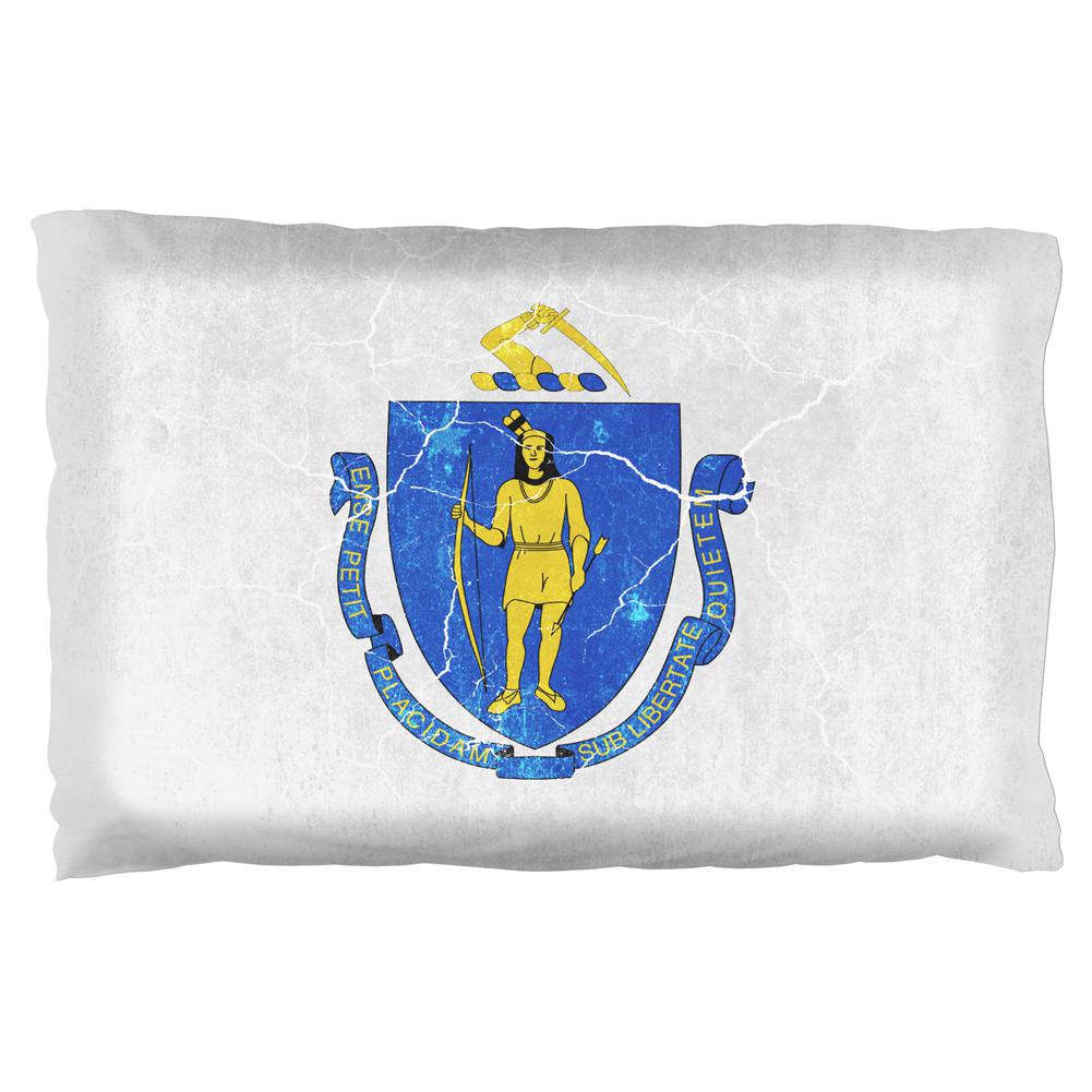 Massachusetts Vintage Distressed State Flag Pillow Case Pillowcases Old Glory OS Multi 