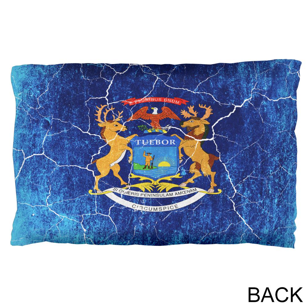 Michigan Vintage Distressed State Flag Pillow Case Pillowcases Old Glory   