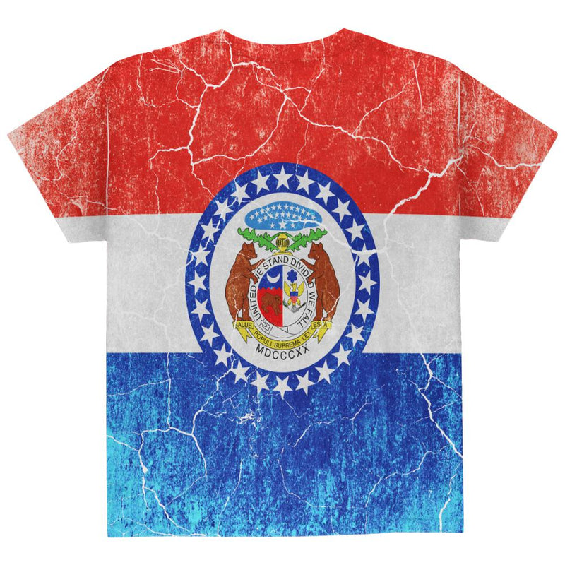 Missouri Vintage Distressed State Flag All Over Youth T Shirt Youth T-Shirts Old Glory   