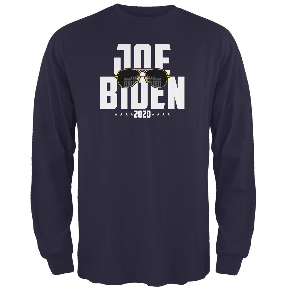 Joe Biden Sunglasses Minimalist 2020 Election Mens Long Sleeve T Shirt Men's Long Sleeves Old Glory SM Navy 