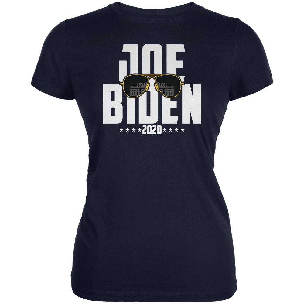 Joe Biden Sunglasses Minimalist 2020 Election Juniors Soft T Shirt Juniors T-Shirts Old Glory SM Navy 