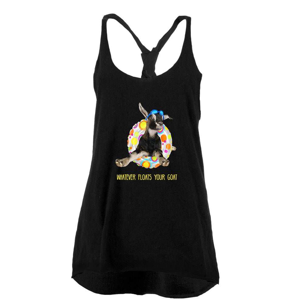 Whatever Floats your Goat Boat Juniors Twist Tank Top Juniors Tank Tops Old Glory LG Black 