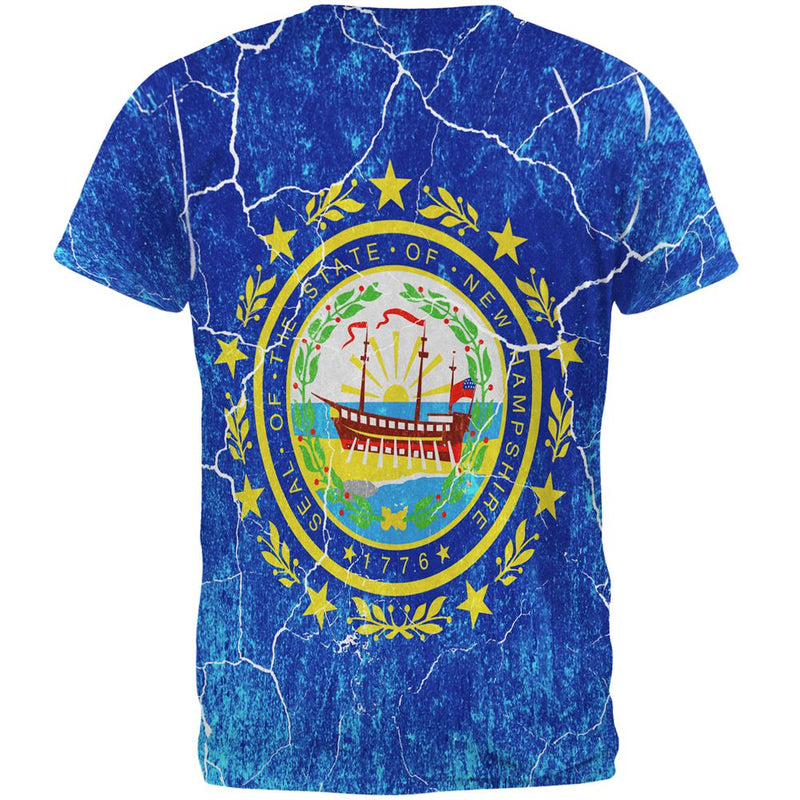 New Hampshire Vintage Distressed State Flag All Over Mens T Shirt Men's T-Shirts Old Glory   