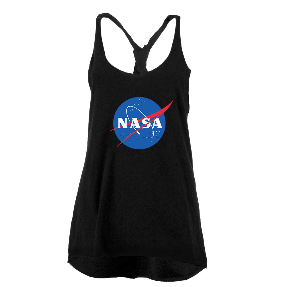 NASA Logo Juniors Twist Tank Top Juniors Tank Tops NASA LG Black 