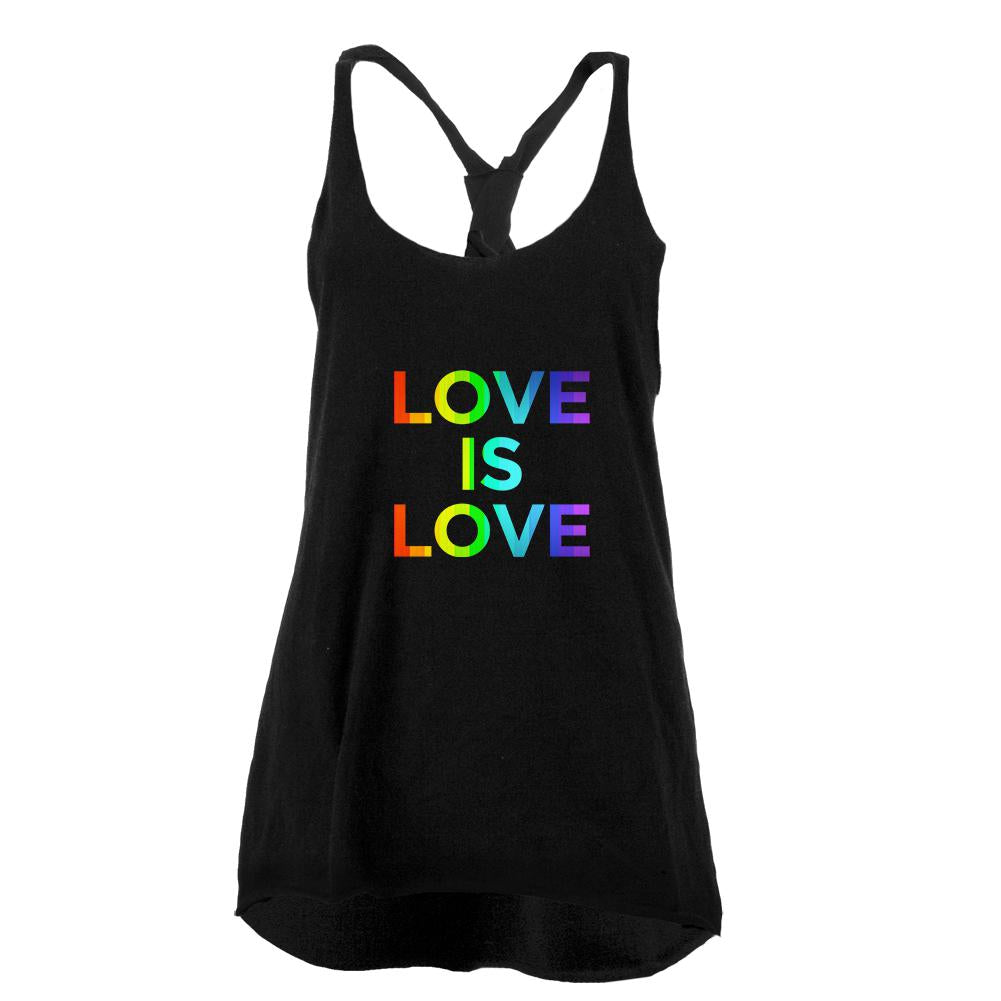 LGBT Gay Pride Love Is Love Juniors Twist Tank Top Juniors Tank Tops Old Glory LG Black 