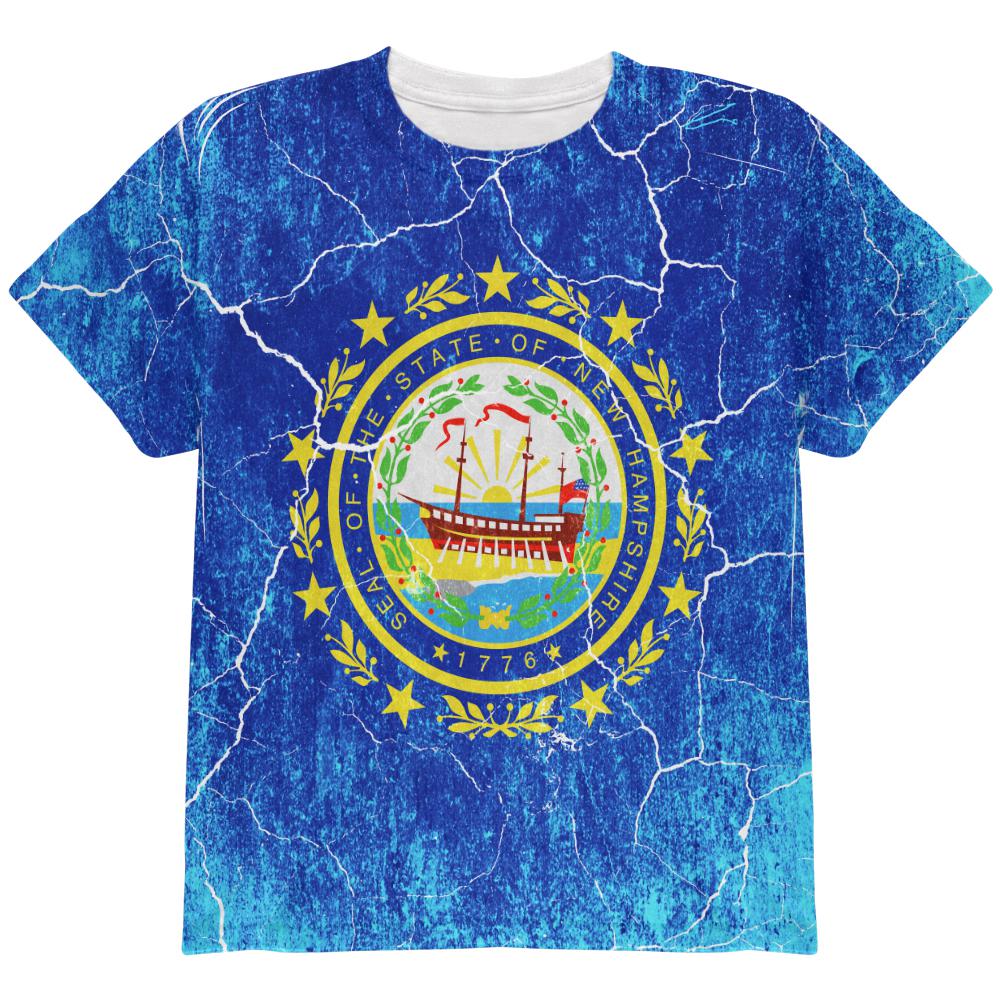 New Hampshire Vintage Distressed State Flag All Over Youth T Shirt Youth T-Shirts Old Glory LG Multi 