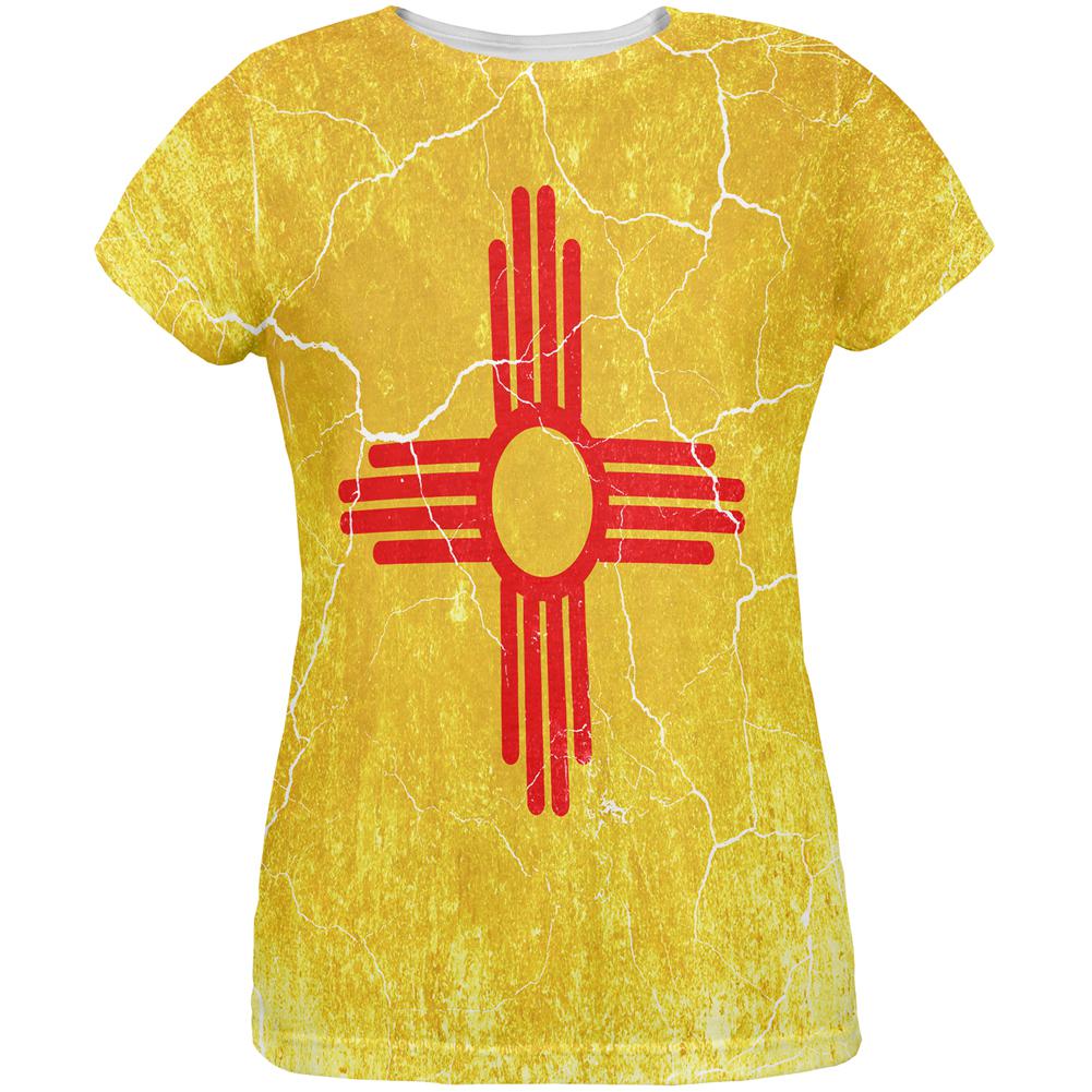 New Mexico Vintage Distressed State Flag All Over Womens T Shirt Women's T-Shirts Old Glory 2XL Multi 