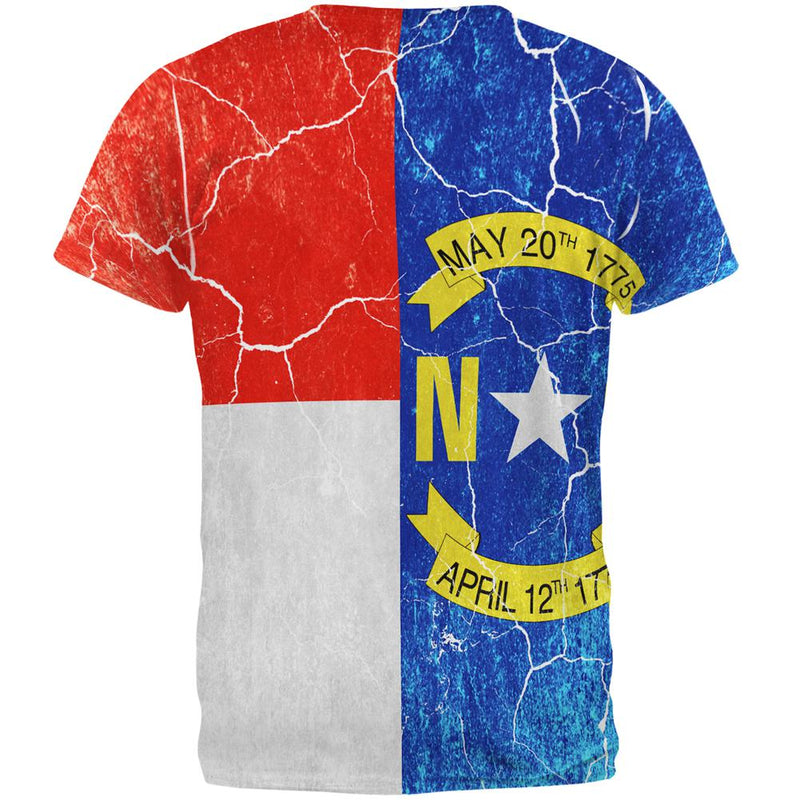 North Carolina Vintage Distressed State Flag All Over Mens T Shirt Men's T-Shirts Old Glory   