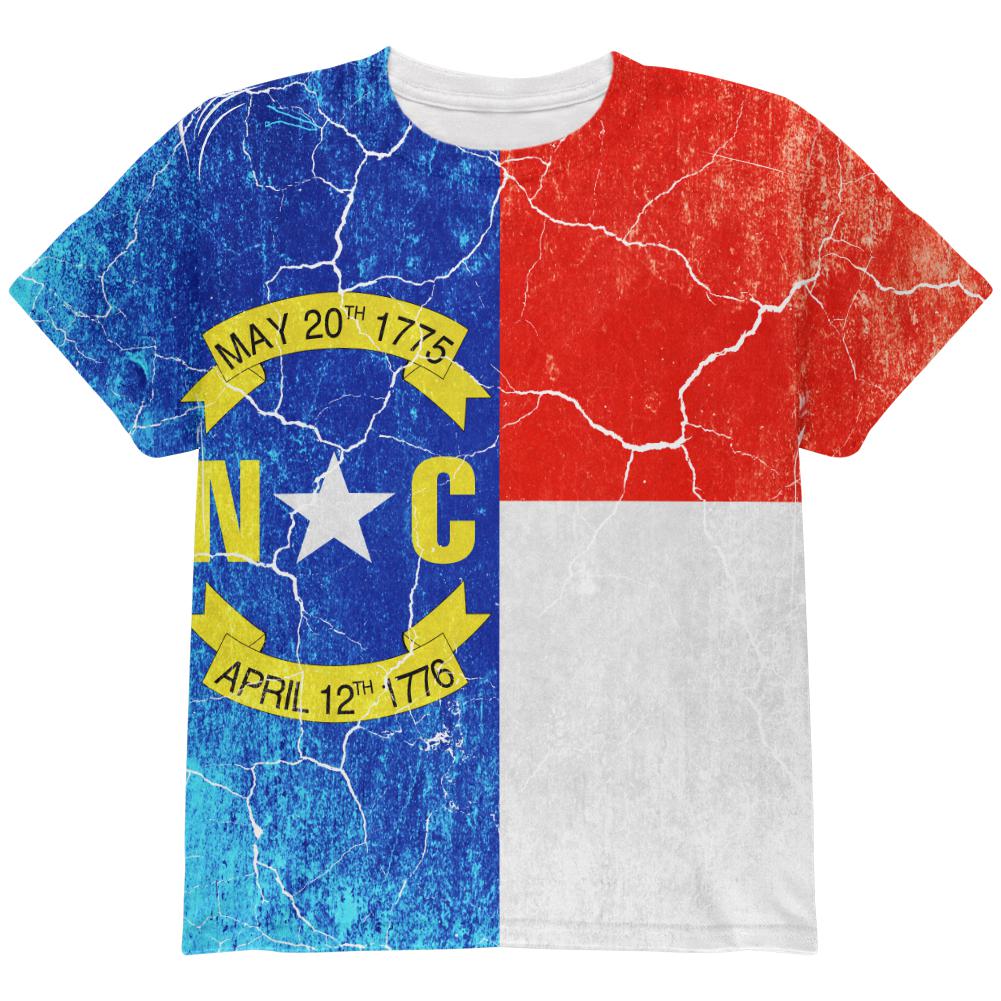 North Carolina Vintage Distressed State Flag All Over Youth T Shirt Youth T-Shirts Old Glory LG Multi 