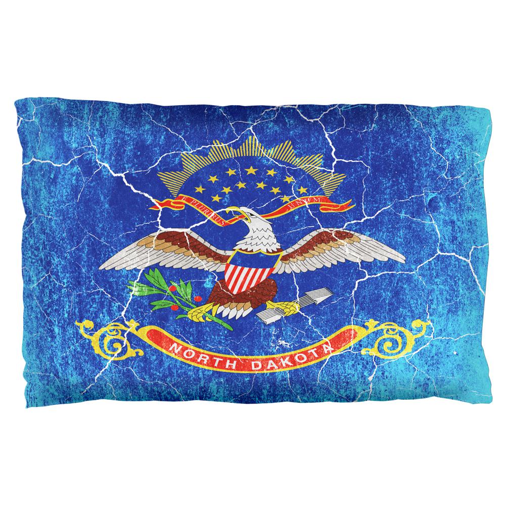 North Dakota Vintage Distressed State Flag Pillow Case Pillowcases Old Glory OS Multi 