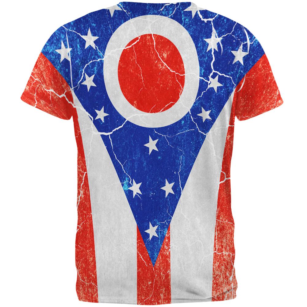 Ohio Vintage Distressed State Flag All Over Mens T Shirt Men's T-Shirts Old Glory   