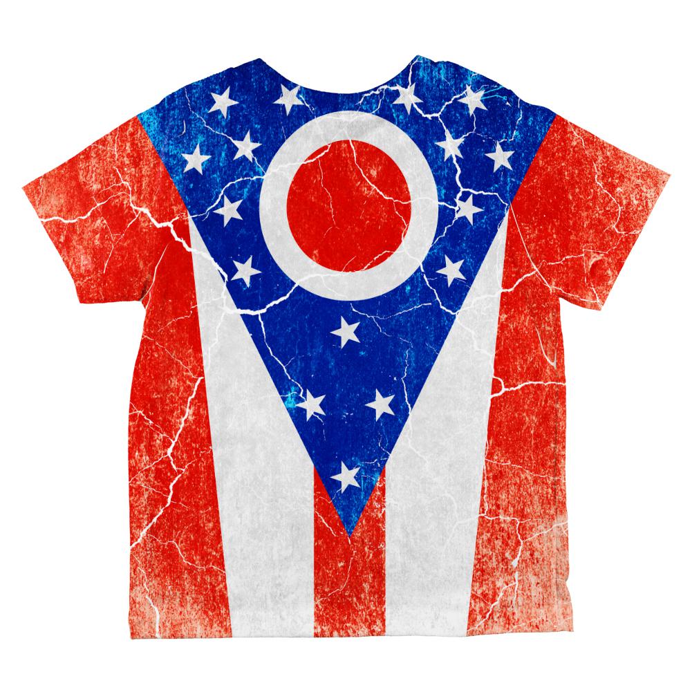 Ohio Vintage Distressed State Flag All Over Toddler T Shirt Toddler T-Shirts Old Glory   