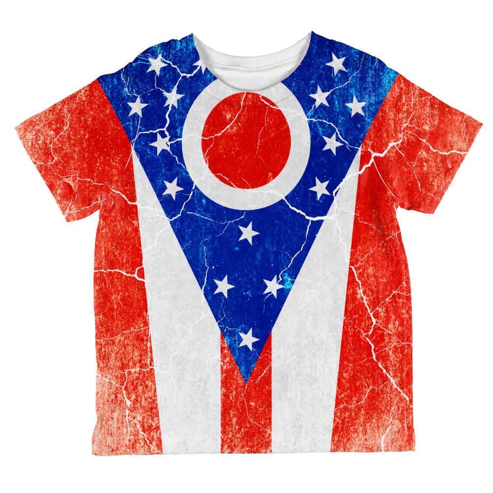 Ohio Vintage Distressed State Flag All Over Toddler T Shirt Toddler T-Shirts Old Glory 2T Multi 