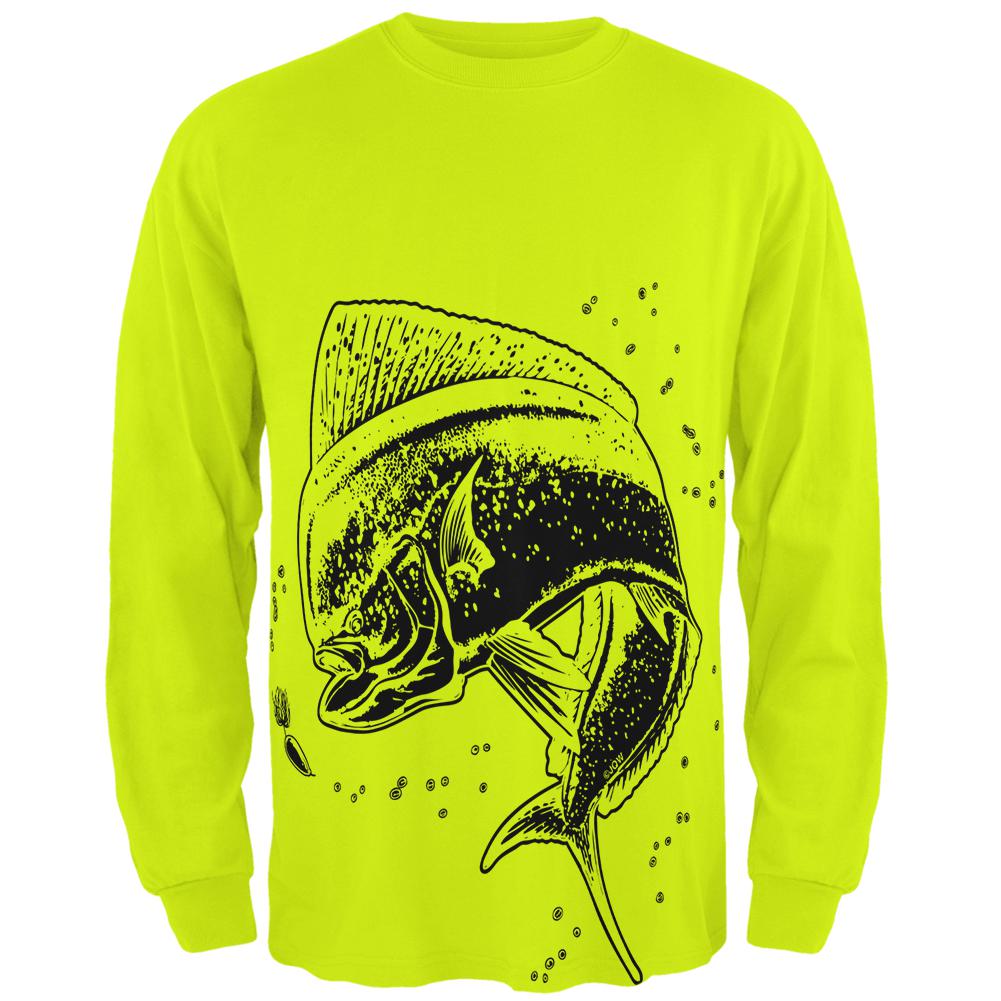 Dorado Mahi Mahi Dolphin Fish Mens Long Sleeve T Shirt Men's Long Sleeves Old Glory 2XL Safety Green 