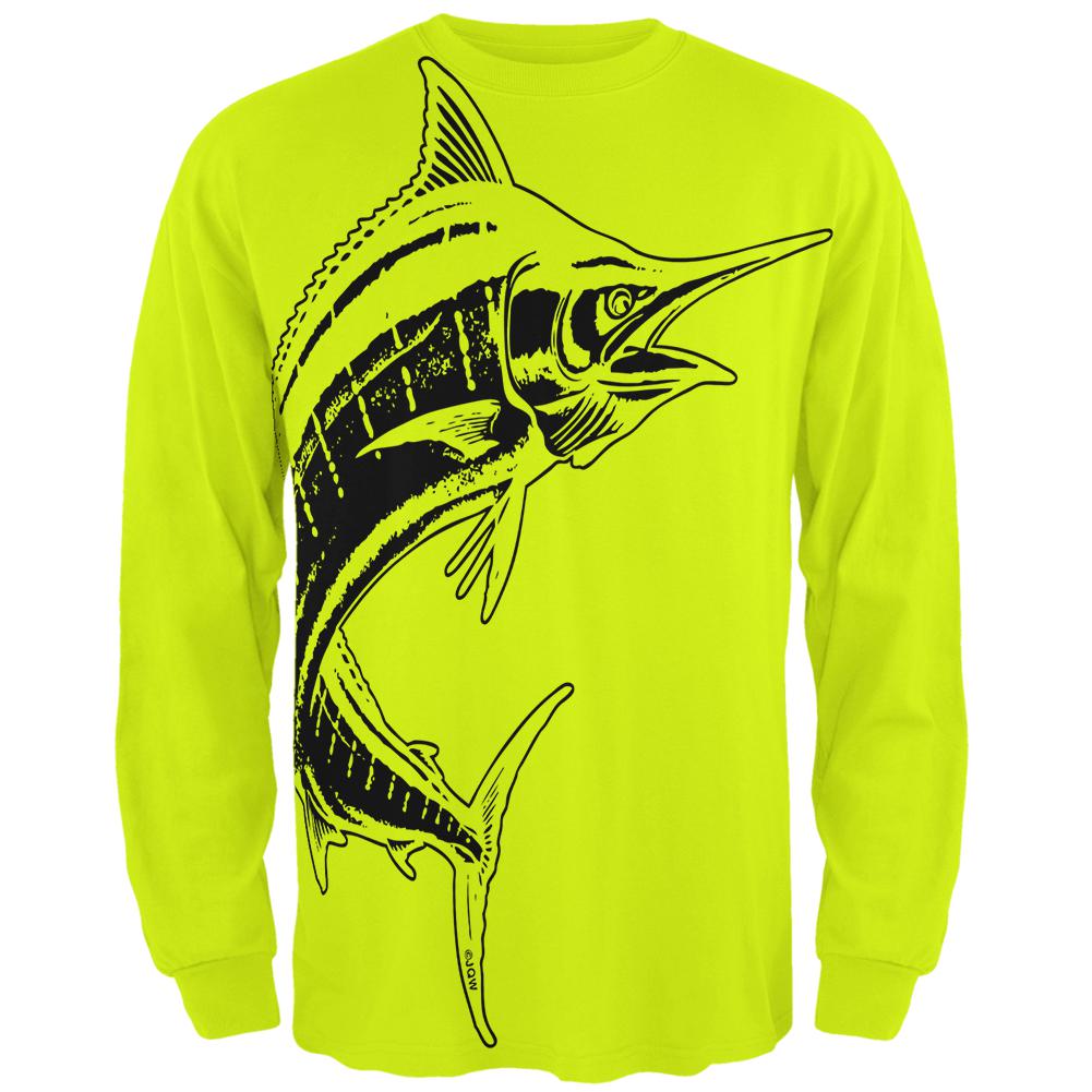 Marlin Deep Sea Predator Mens Long Sleeve T Shirt Men's Long Sleeves Old Glory 2XL Safety Green 