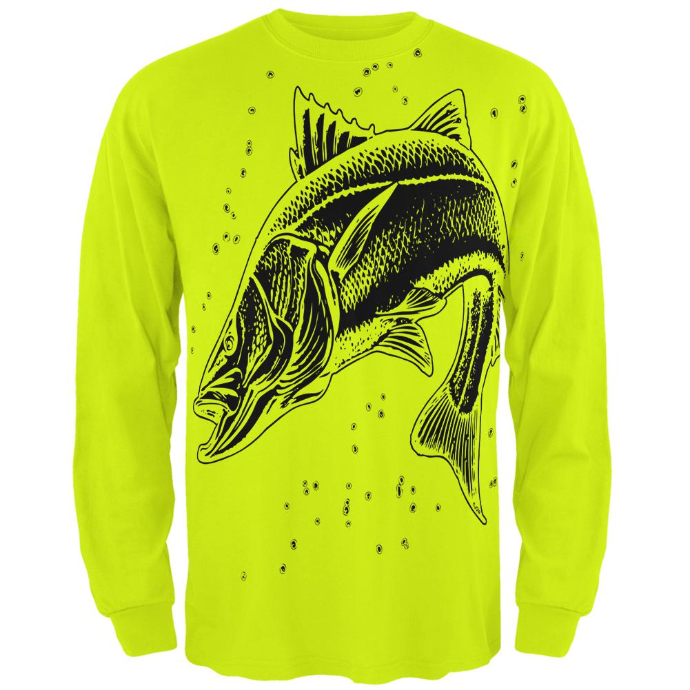 Snook Sergeant Fish Robalo Mens Long Sleeve T Shirt Men's Long Sleeves Old Glory 2XL Safety Green 